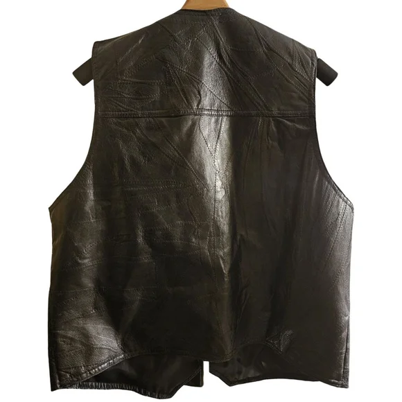 Roberto Amee | Men's Leather Vest XL Black - Picture 2 of 13